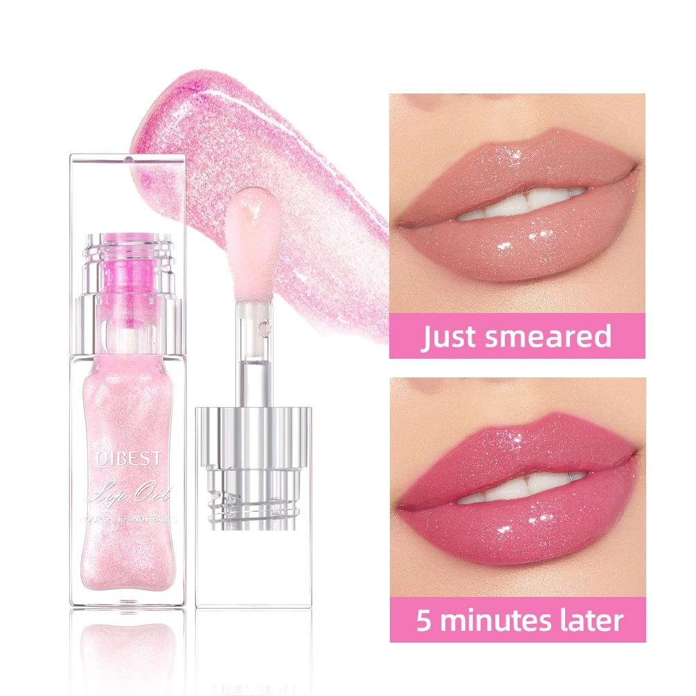 QIBEST Color Change Lip Oil Natural Moisturizer Long-lasting Lip Plumper Gloss Temperature Change Color Lipgloss Lip Care Makeup