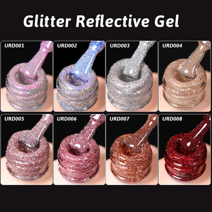 UR SUGAR 15ml Champagne Gold Sliver Reflective Glitter Gel Nail Polish Varnish Semi Permanent Soak Off UV Gel For Manicure Art