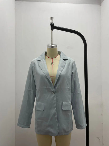 Autumn New Temperament Coat Women's Long Sleeve Solid Color Suit Collar Single Breasted Suit