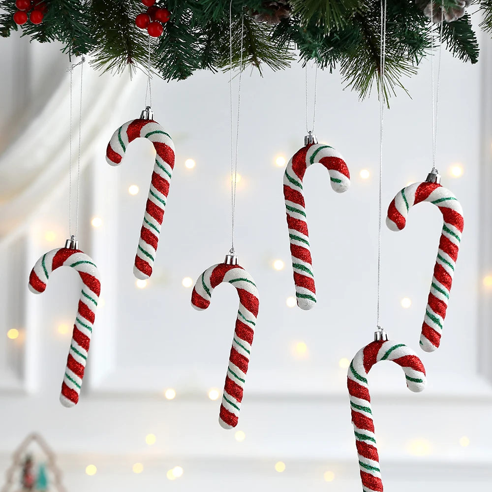 Christmas Decoration Red Christmas Candy Canes Christmas Tree Hanging Pendants Xmas New Year Home Decorations Kids Toys Navidad