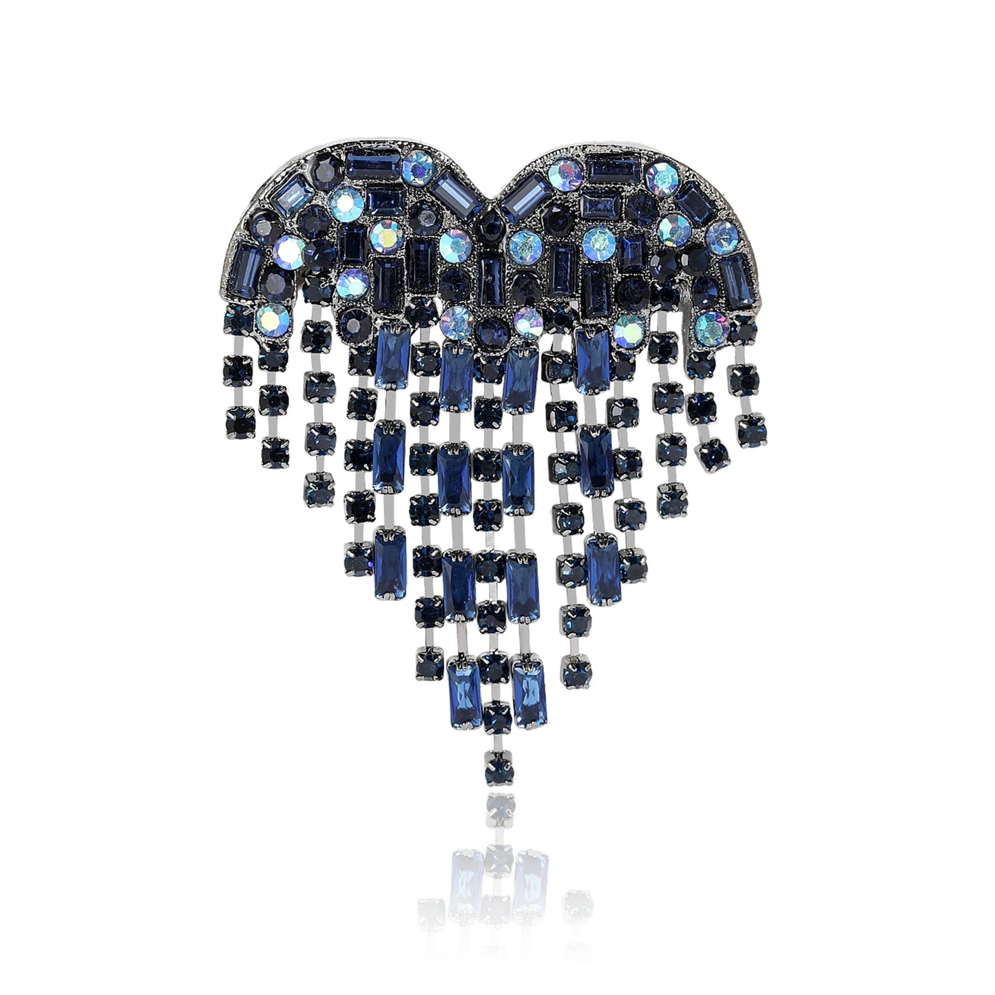 Beaut&Berry Valentine's Day Luxury Rhinestone Heart Brooches for Women Unisex Love Pins Casual Party Jewellery Accessories Gifts