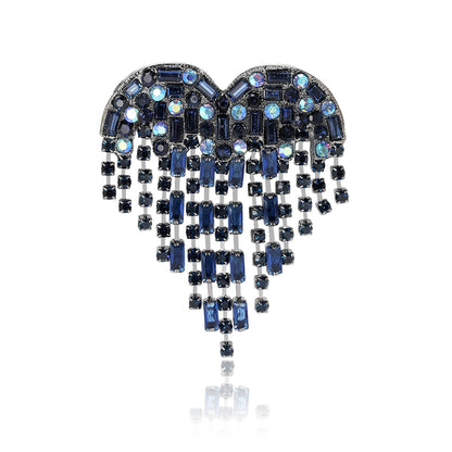 Beaut&Berry Valentine's Day Luxury Rhinestone Heart Brooches for Women Unisex Love Pins Casual Party Jewellery Accessories Gifts