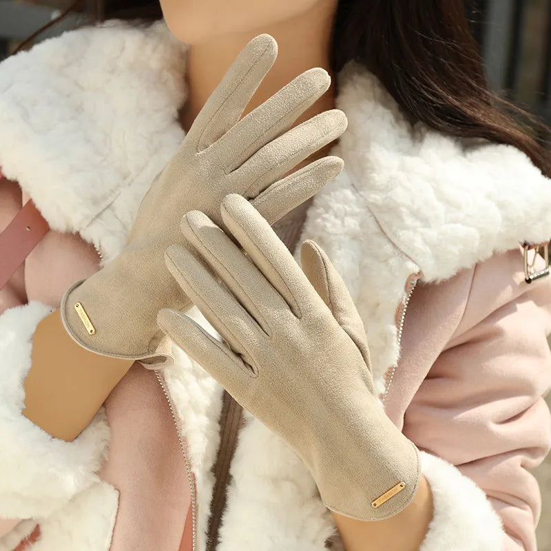 Winter Gloves for Women-Touchscreen Suede Leather Glove with Warm Fleece Lining Gifts