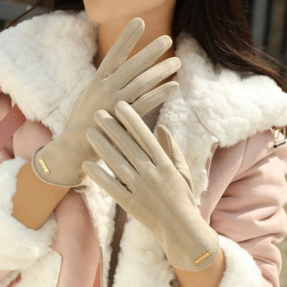 Winter Gloves for Women-Touchscreen Suede Leather Glove with Warm Fleece Lining Gifts