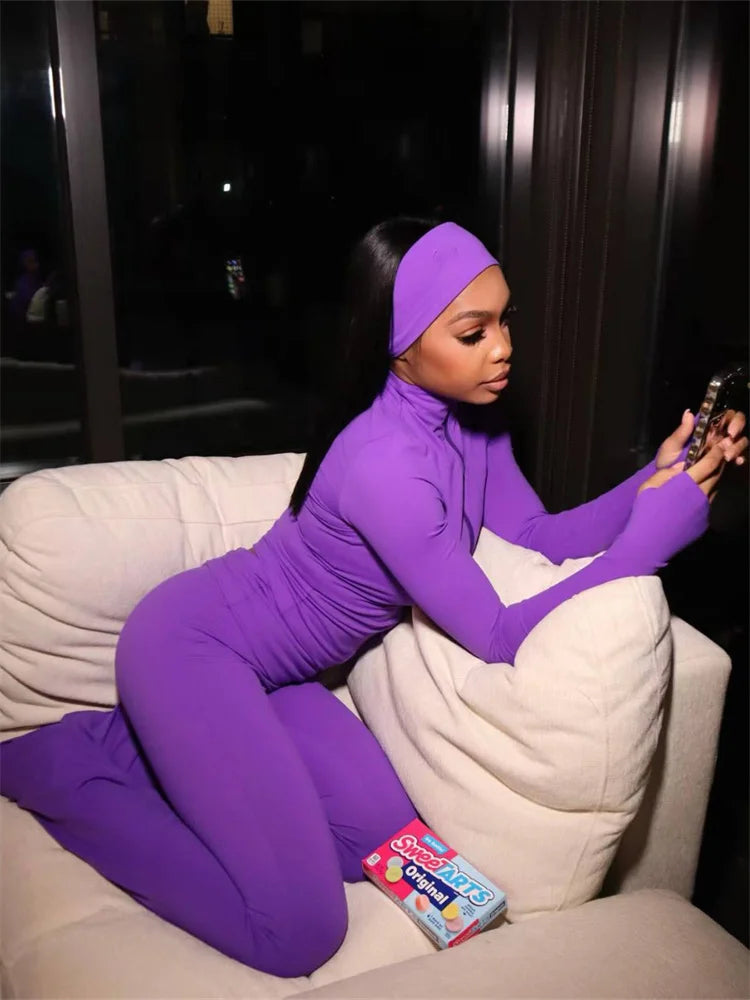2025 Fall Casual Tracksuits Women Sets Long Sleeve Top Pants Streetwear Sports Three 3 Piece Matching Sets Outfits With Headband