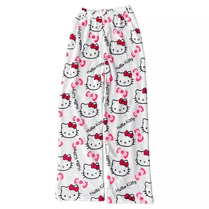 2025 New HelloKitty Outerwear Autumn/Winter Plush Sleeper Pants Women's Warm Pants Flannel Home Pants Soft Warm Sleeper Pants