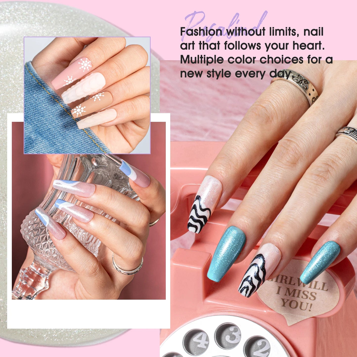 ROSALIND 24PCS Gel Nail Polish Set with Base and Top Coat Soak Off Nail Gel Kit Long Lasting