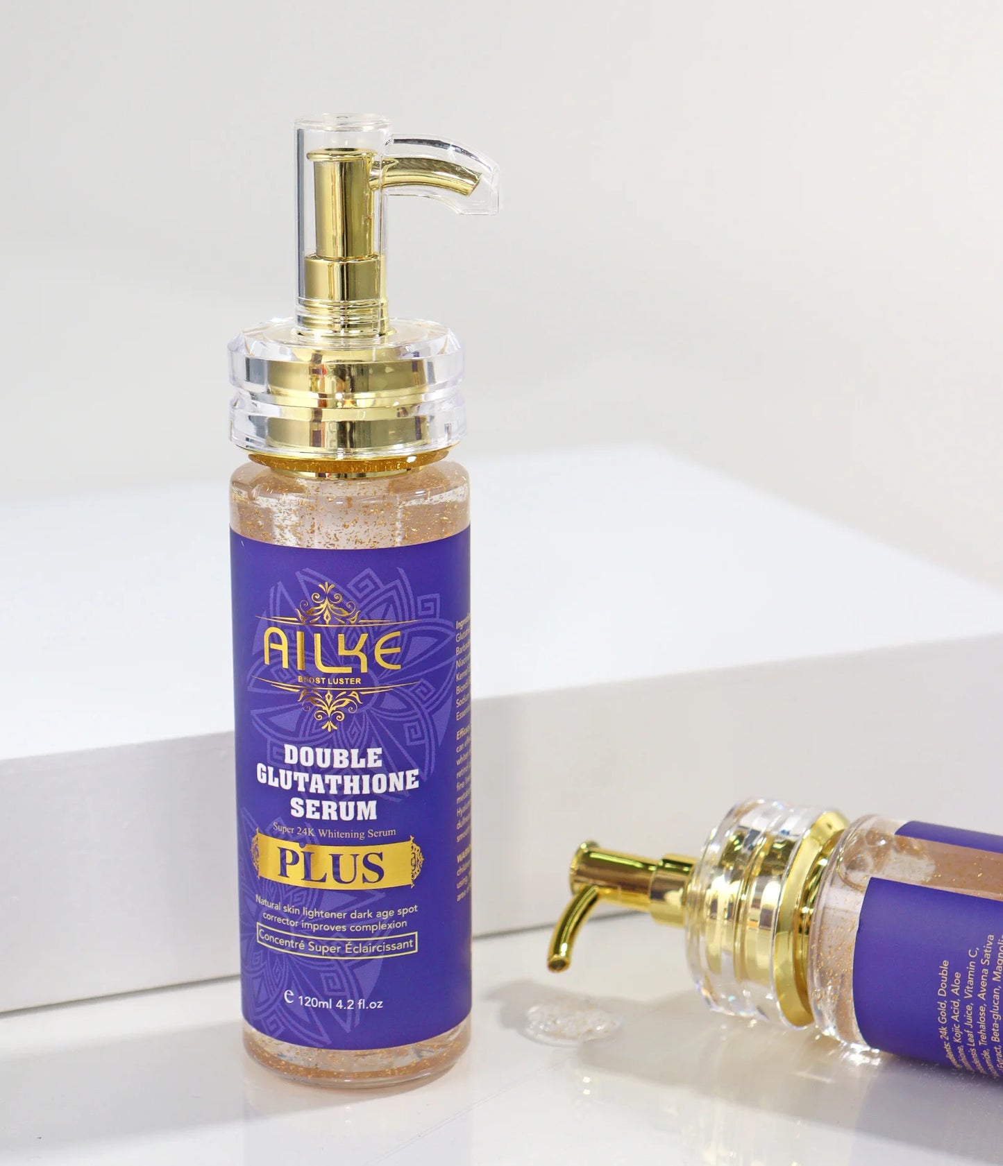 AILKE Double Glutathione Plus Moisturizing Hydrating Body & Skin Whiten Lotion, Bleaching Lotion for Women & Men With Pump