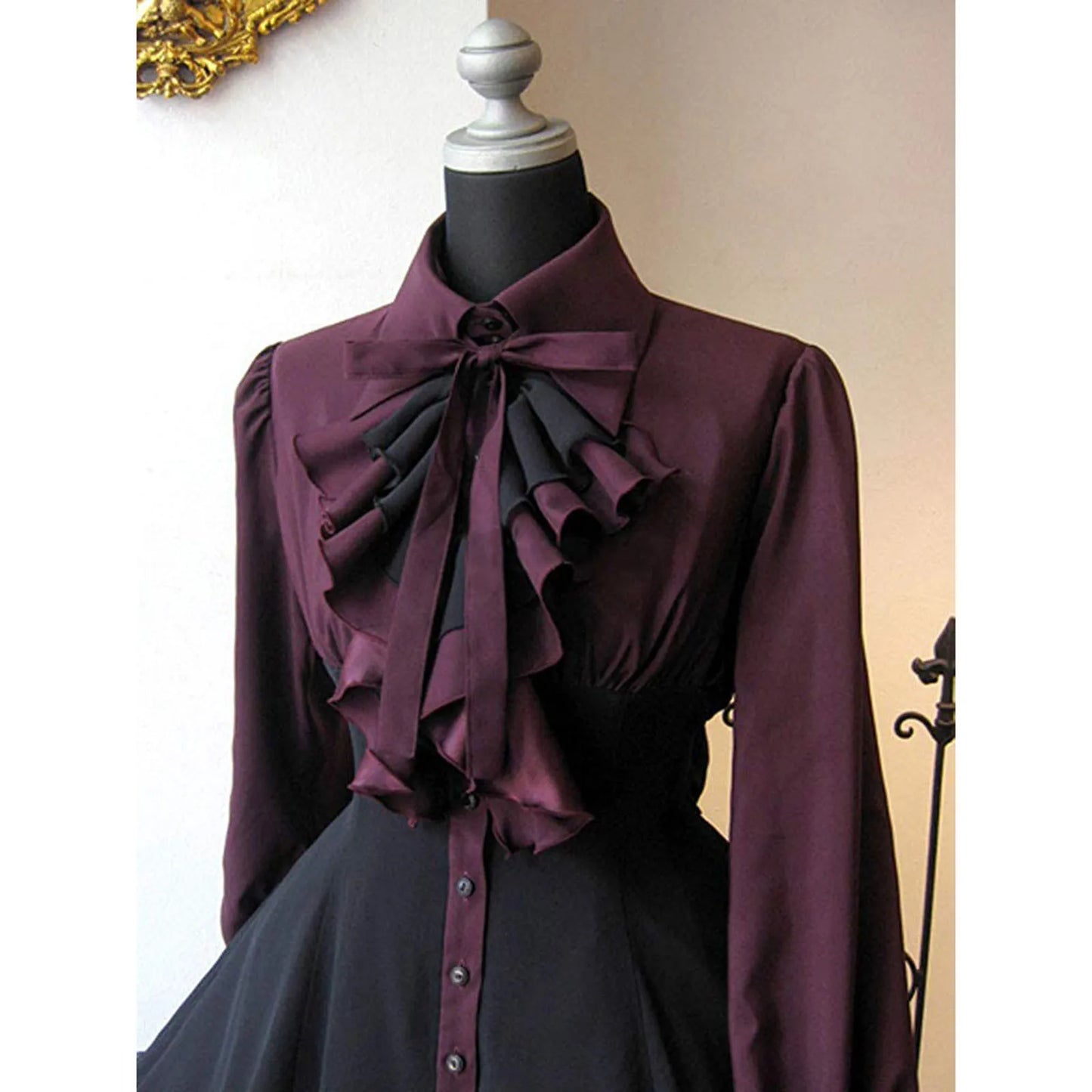 Women Vintage Palace Lolita Dress Bow Collar High Waist Victorian Princess Gothic Dress Renaissance Ruffles Cocktail Party Dress