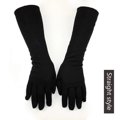 Cotton Long Gloves for Women's Stretch Autumn and Winter Warmth 38cm Windproof and Sun Resistant Knitted Sleeves