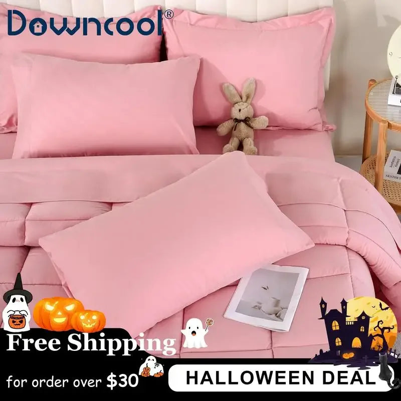 DOWNCOOL 7Pcs Comforter Sets, Multi-color Bedding Sets , All Season Down Alternative Bedding Comforter Sets