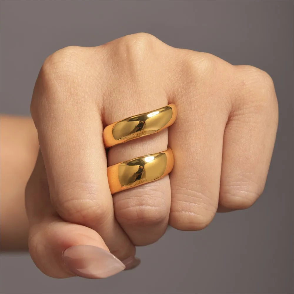 Fashion Spiral 316L Stainless Steel Rings For Women Men 18K Gold Plated Spring Shape Unisex Women's Men's Ring Couples Jewelry