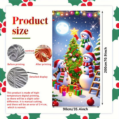 Christmas door casing, snowman decorated Christmas tree, washable to add joy, perfect holiday, entrance and outdoor party