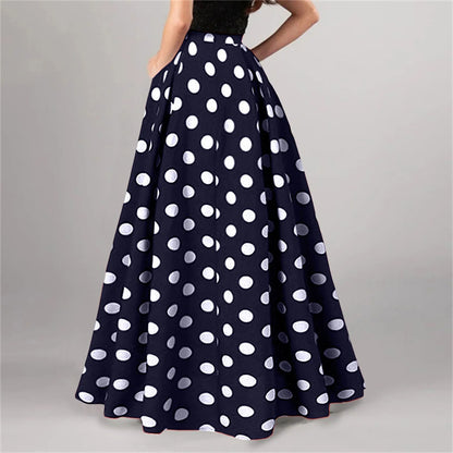 Vintage Floral Print Maxi Skirt High Waist Party Beach Long Skirts Spring Summer Casual Pocket Skirt For Women Elegant Vestidos