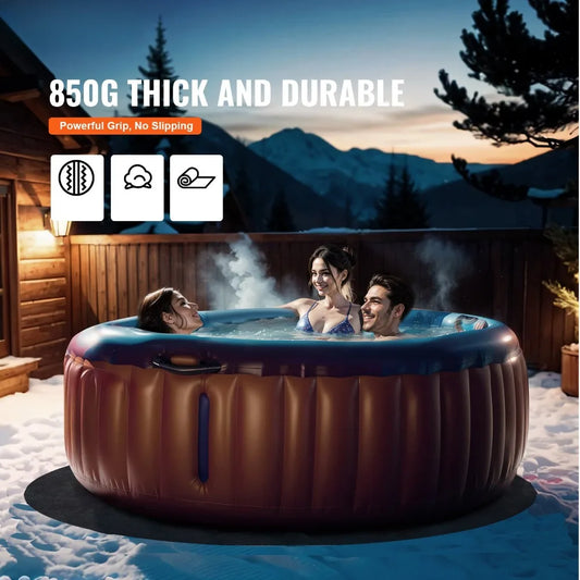 80 "diameter Round Hot Tub Mat, Oversized Inflatable Hot Tub Mat, Absorbent Spa Pool Floor Mat, Reusable Outdoor and Indoor