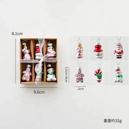 Christmas Set Glass Gingerbread Man Christmas Tree Ornaments Christmas Window Display Living Room Decorations Christmas Gifts