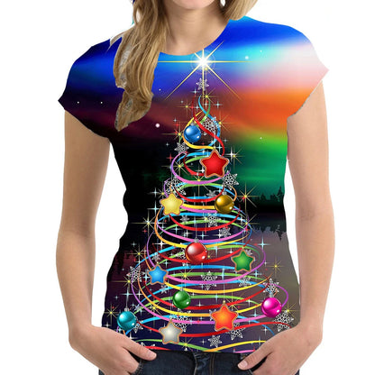 Christmas T-Shirts 3D Print Women Fashion Streetwear O-Neck Oversized Short Sleeve T Shirt Harajuku Y2k Tops Tees Woman Clothing