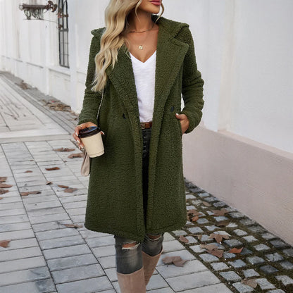 2024 Autumn and Winter Temperament Casual Loose Hooded Knitted Jacket Women's Clothing Пальто Женское