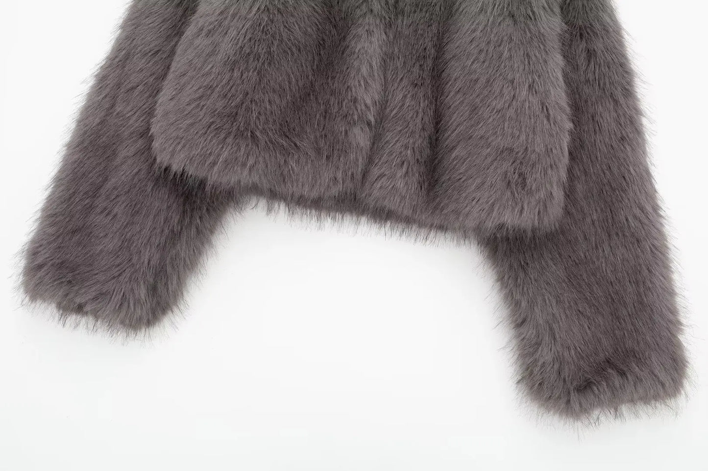 HH Women Winter Fashion Artificial Fur Effect Short Jacket Coats Female O-Neck Vintage Long Sleeve Loose Warm Top Streetwear