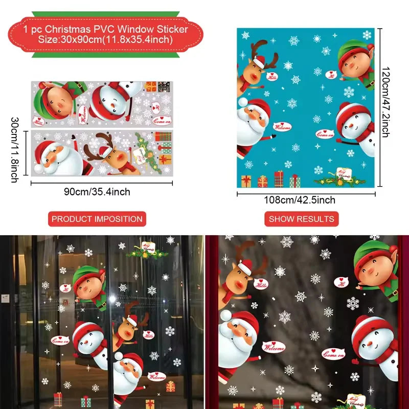 Christmas Window Sticker Merry Christmas Decorations For Home 2025 Cristmas Ornament Xmas Navidad Natal Gifts New Year 2026
