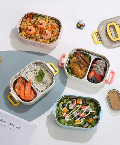 Kawaii Miffy Stainless Steel Divided Lunch Box Water Heated Student Lunch Box Cartoon Portable Bento Box Christmas Gift Toy
