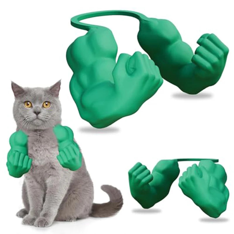 Pet Cat Muscle Arms 3d Creative Strong Man Giant Arms Halloween Cat Costume Accessory Cat's Neck Arm With Muscle For Pet Cosplay