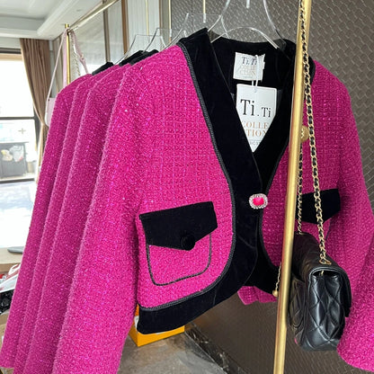 EtherealBe Sweet Pink Tweed Blazer for Ladies