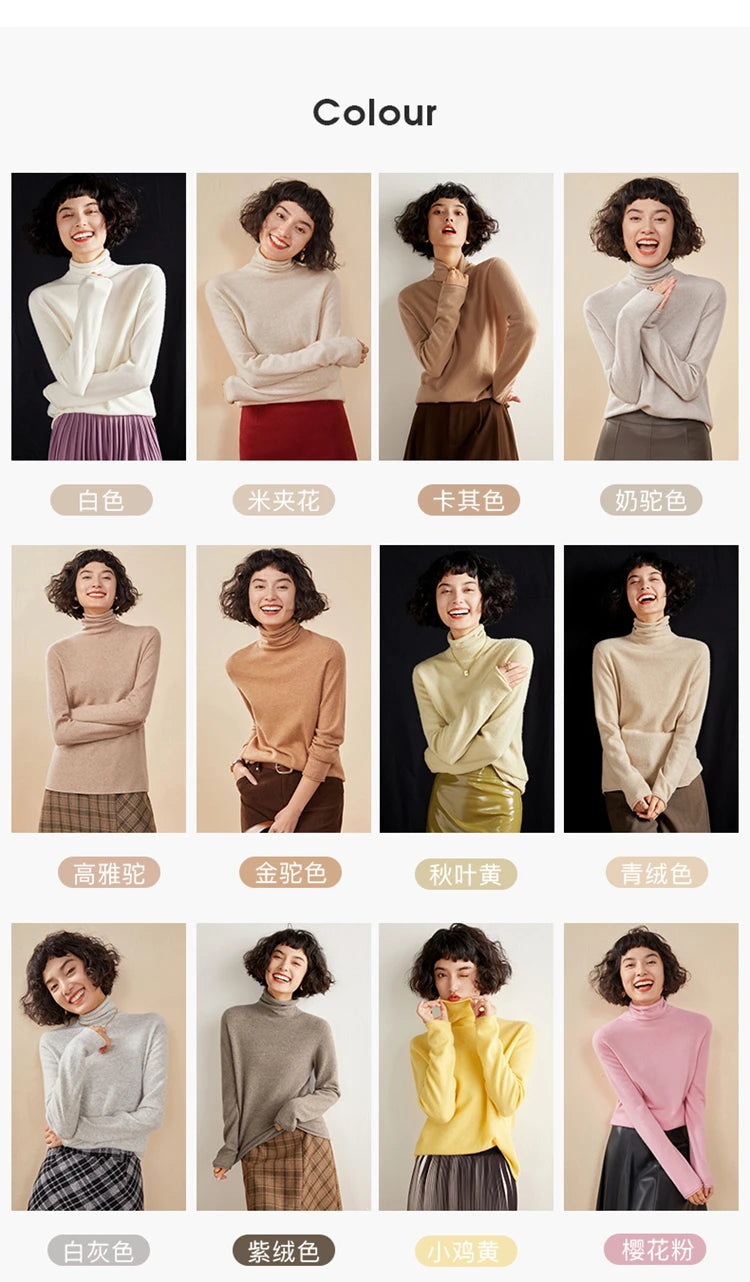 New Women's Cashmere Sweater 100% Pure Cashmere Knitted High Collar Hoodie Hot Selling Soft Solid Color Women's Top