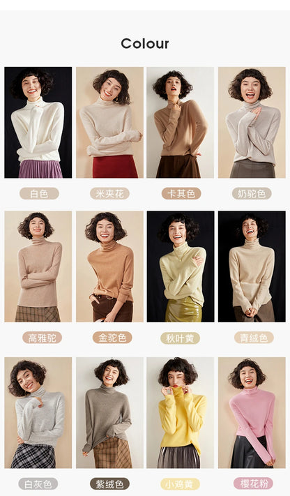New Women's Cashmere Sweater 100% Pure Cashmere Knitted High Collar Hoodie Hot Selling Soft Solid Color Women's Top