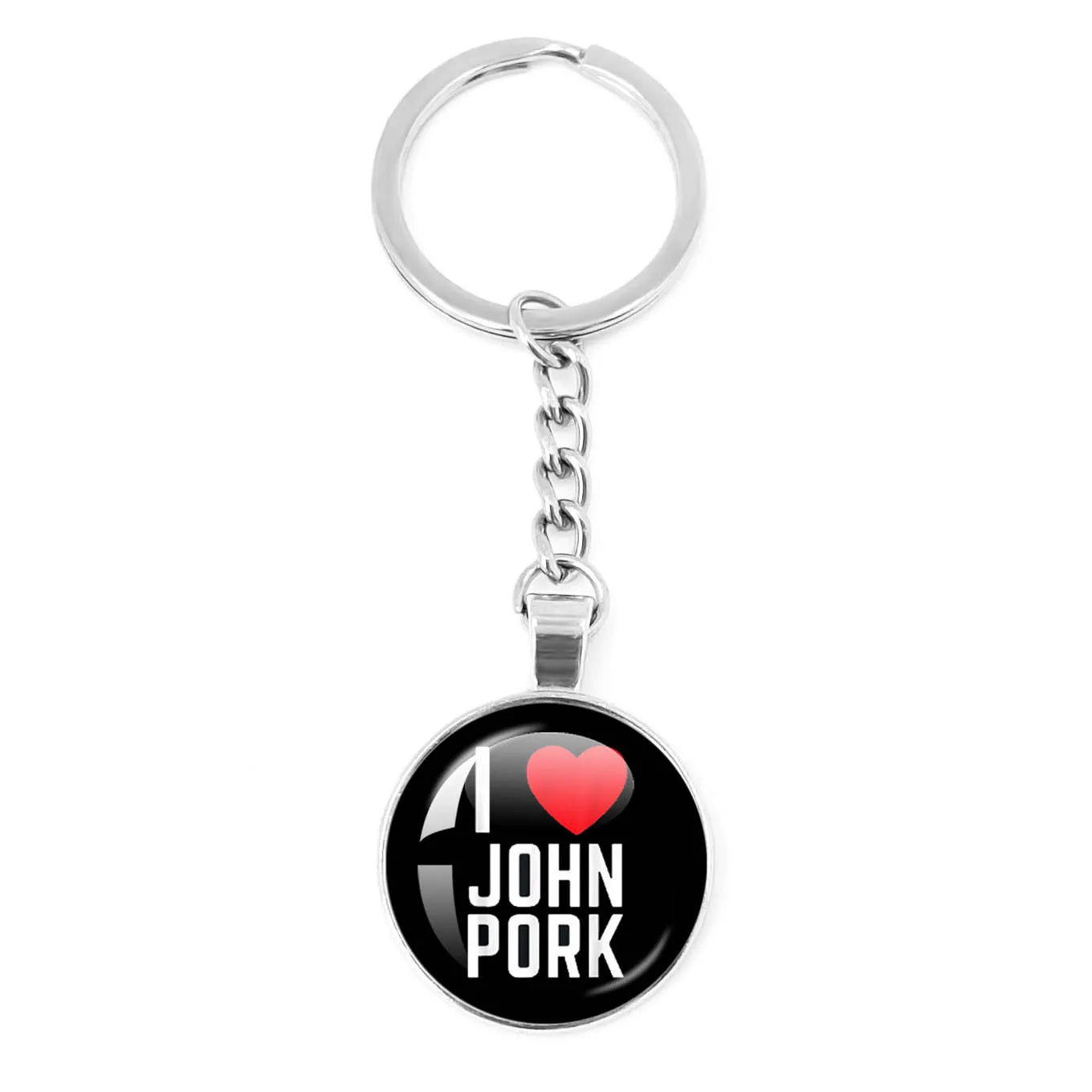 New John Pork Is Calling Answer Call Phone Humor Funny Pig Lover Graphic Meme Glass Dome Pendant Cabochon Keychain Jewelry Gifts