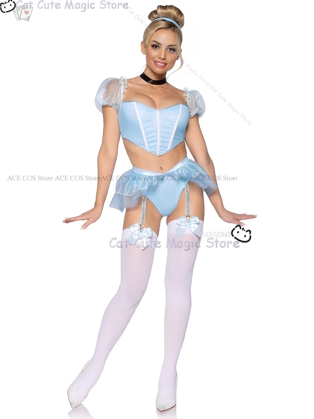 Adult Women fantasia Halloween Clothes Party Play Roleplay Cosplay Costume Sexy Blue Uniforms disfraz Princess Maid Lingerie