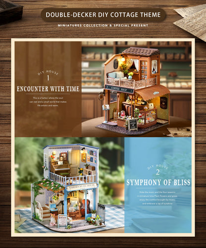 Handmade Wooden Miniature Doll House Kit 3D Puzzle Assembled Building Model Kit With LED Light DollHouses Toy For Christmas Gift