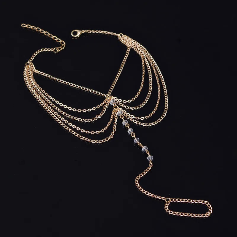 New 1 Set Multi-Layer Pearl Anklet Fashion Gold Color Ankle Bracelets For Women Beach Barefoot Foot Chain Sandal Anklet Jewelry