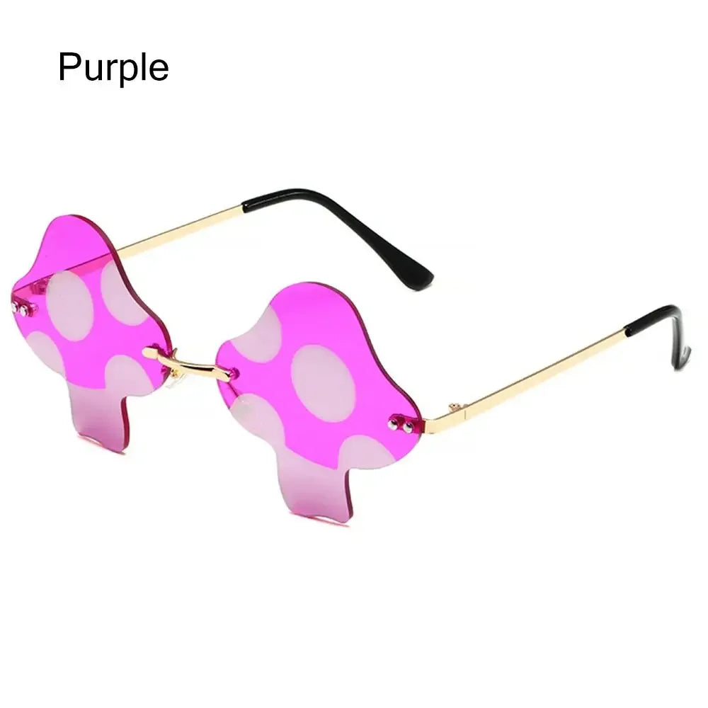 Mushroom Shape Sunglasses Irregular Rimless Sun Glasses Trendy Fun Sunglasses for Women Men Halloween Party Cosplay Eyewear