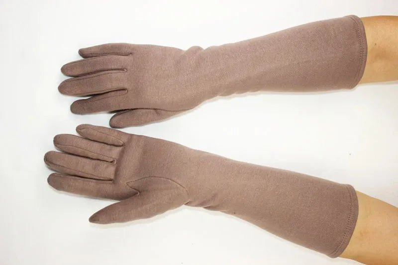 Cotton Long Gloves for Women's Stretch Autumn and Winter Warmth 38cm Windproof and Sun Resistant Knitted Sleeves