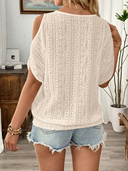 Simple Women's Fashion Blouses Spring Summer New Sexy Off-Shoulder Hollow Bat Short Sleeve T-Shirt Top For Women Casual Shirts