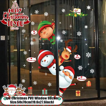 Christmas Window Sticker Merry Christmas Decorations For Home 2025 Cristmas Ornament Xmas Navidad Natal Gifts New Year 2026