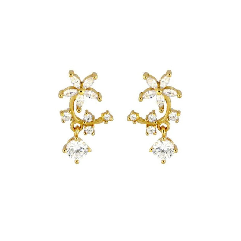 925 Sterling Silver Ear Needle Geometric Zircon Metal Earrings for women Shiny Crystal Luxury Small Stud Fashion Wedding Jewelry