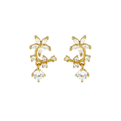 925 Sterling Silver Ear Needle Geometric Zircon Metal Earrings for women Shiny Crystal Luxury Small Stud Fashion Wedding Jewelry