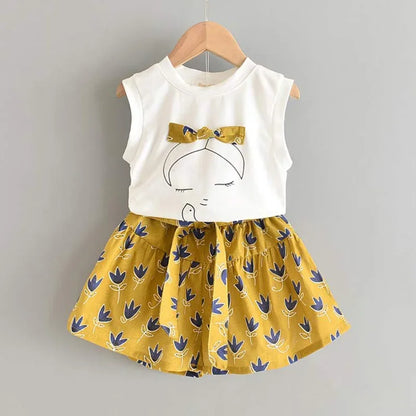 Bear Leader New Summer Casual Children Sets Chiffon Flowers Blue Girls Clothing Sets Kids Summer Set for 3-7 Years