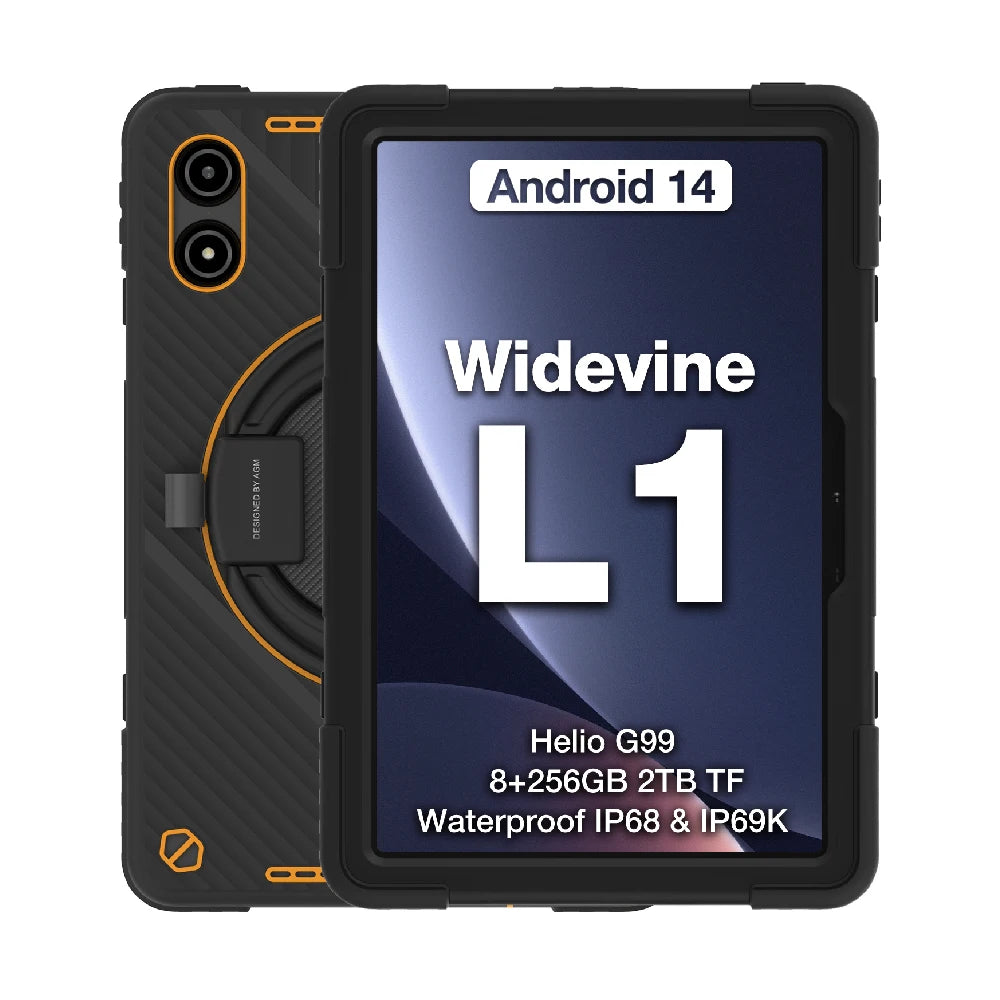 AGM P2 Active 11" FHD Rugged Tablet, IP68 Waterproof/Dustproof, 8GB RAM+256GB, Android 14, G99, Widevine L1 P2W Durable Pad