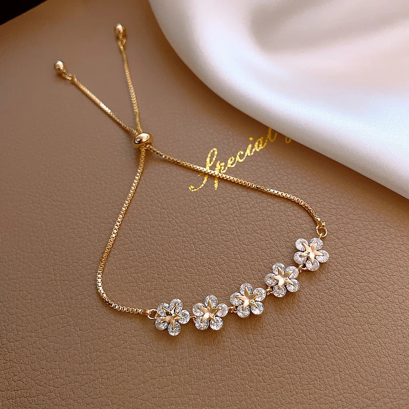 Luxury Blue Zircon 18K Gold Plated Women's Bracelet 2023 New Fashion Retro Zircon Bracelet Wedding Party Jewelry Gift