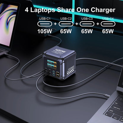 Ubigbuy 420W GaN Charger PPS PD3.1 140W USB Type C Charger Digital Display Fast Charging Station for MacBook iPhone 17 Samsung