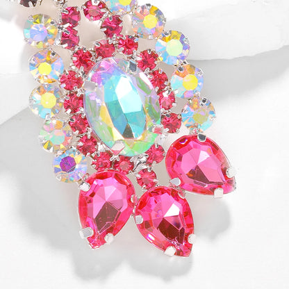 Purple Crystal Necklace Earrings Bracelet Rings Set Wedding Women Exaggerate Decoration Nigeria Bridal Jewelry Sets Party Gift