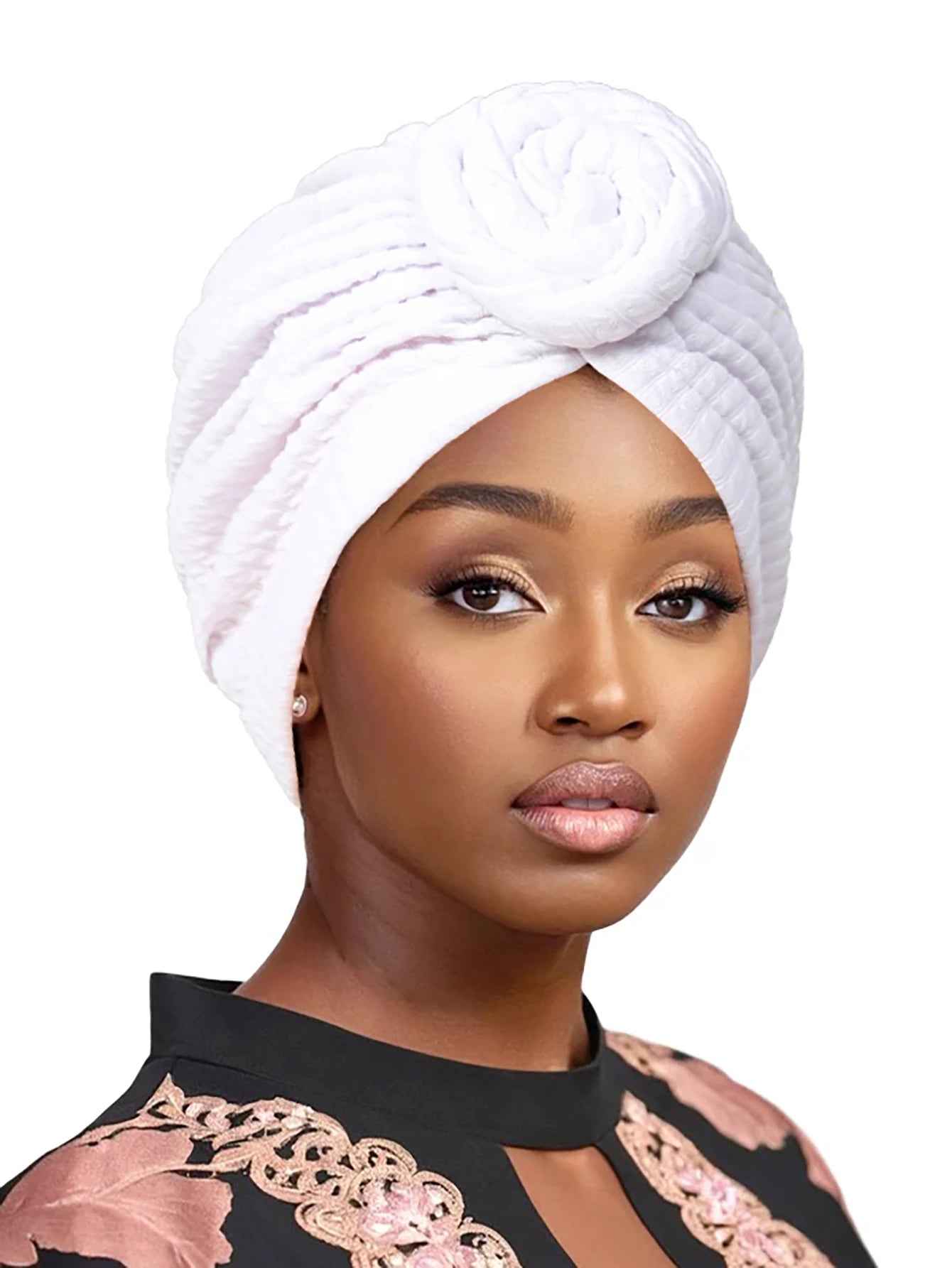 EtherealBe women's turban hijab hats in white with stylish twist design for modern elegance