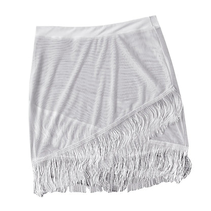 Plus Size 5XL Women Beach Bikini Cover Up Mesh Wrap Skirt Tassel Sarong Scarf Beachwear Bathing Suit Beachwear Swimsuits