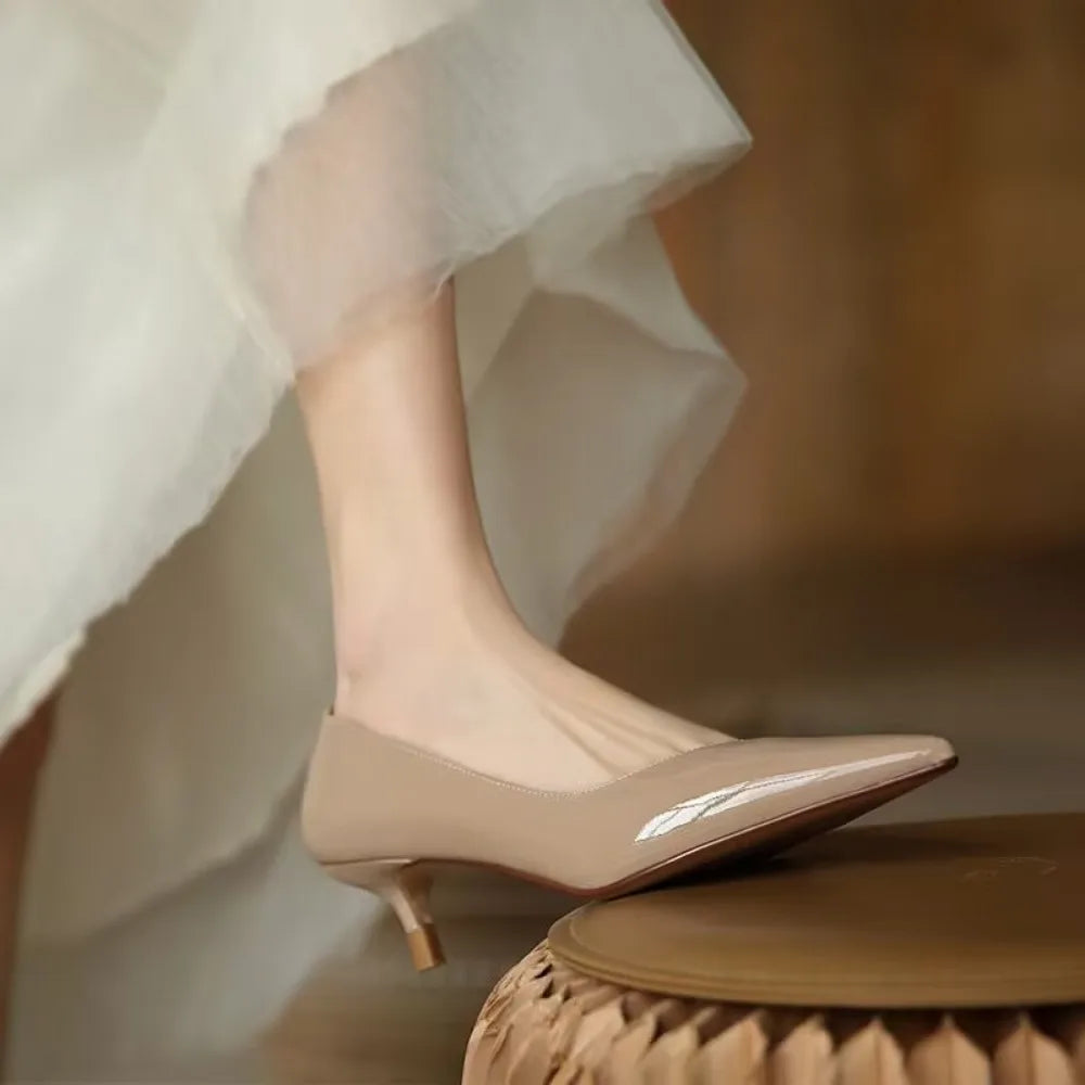 Shoes for Woman Blue Women's Summer Footwear Black Formal with Medium Heels Stilito Chic and Elegant Genuine Mark Shoe