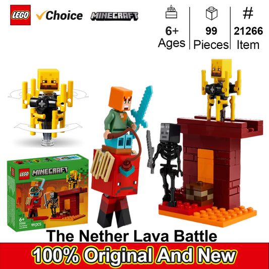 LEGO 21266 Minecraft The Nether Lava Battle Toy and Playset  Alex, Wither Skeleton, Blaze and Strider Figures for Pretend Play