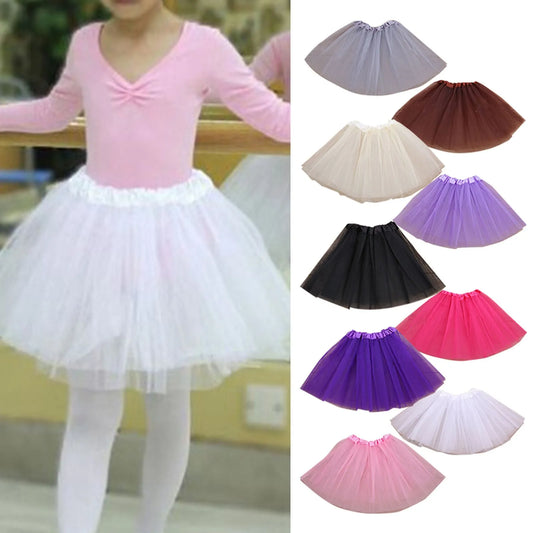Fashion Kids Mesh Princess Solid Color Dance Ballet Tutu Faldas