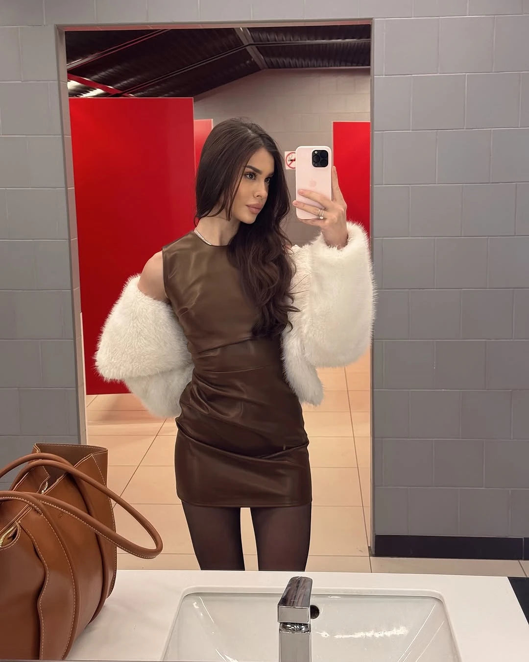 Tossy PU Sexy Fashion Maxi Dress For Women High Waist Sleeveless Slim Patchwork Solid Skinny Streetwear Female Bodycon Dress New